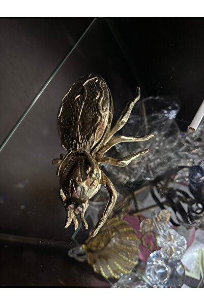 Handmade ESTERHOMEDECOR Örümcek model kapaklı pirinç kültablası