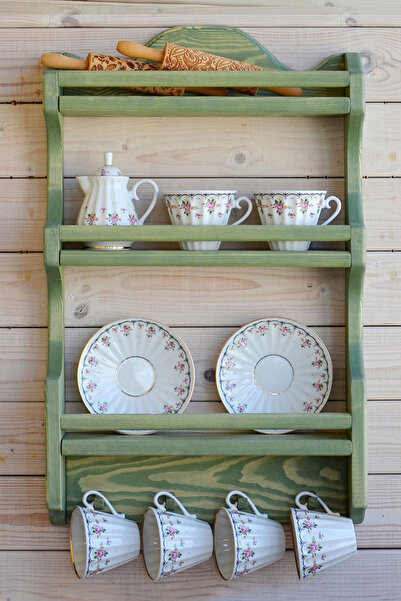 OLİDYA Dekoratif Ahşap Baharatlık, Terek, Mutfak Rafı, Organizer