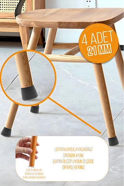 Keyiflice 4 Ad 21 Mm SiyahSilikon Masa Sandalye Pabuç Kaydırmaz Koltuk Zemin ...