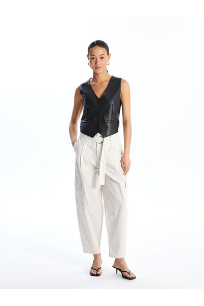 LC Waikiki Lcwk V-Neck Leather Look Women's Classic Vest