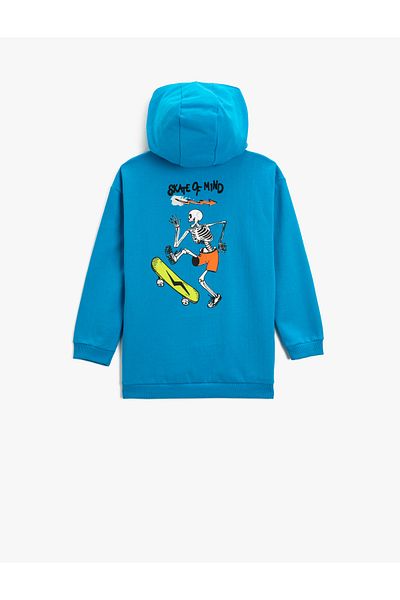 Koton Hooded Sweatshirt Skateboard Themed Printed on the Back