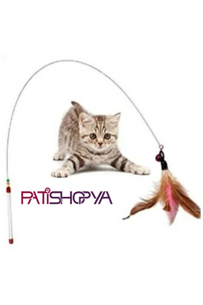 PATİSHOPYA لعبة صيد السمك للقطط مقاس 90 سم، لعبة قطط فروي ملونة