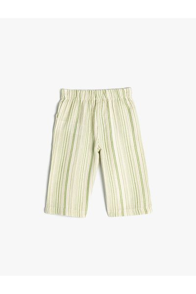 Koton Cotton Wide Leg Trousers - Waist Tied