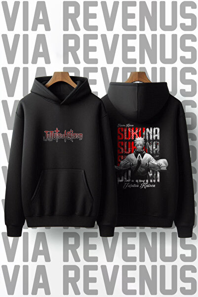 Vordevia Jujutsu Kaisen - سويت شيرت بغطاء للرأس بنمط ساكونا، 3 خيوط نقطية، مق...