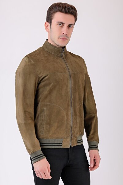Leather Club Haki Siyah Çift Taraflı Hakiki Süet Deri Ceket