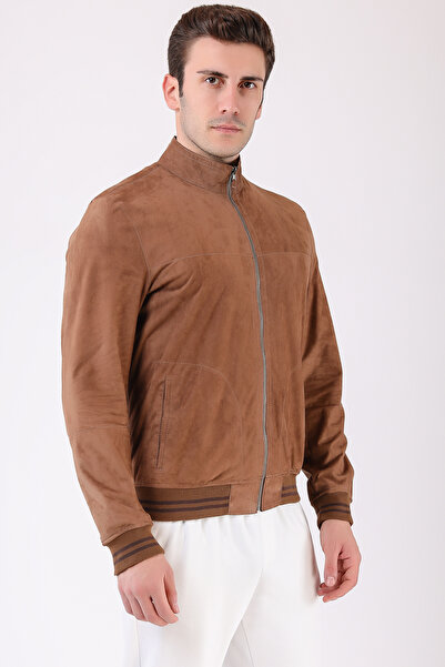 Leather Club Bej Kahve Çift Taraflı Hakiki Süet Deri Ceket