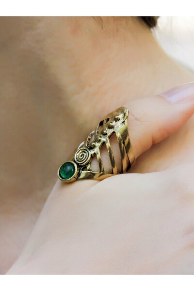 esha الحجر الطبيعي جولة العقيق الأخضر الحجر الطبيعي العتيقة خاتم المرأة قابل للتعديل euy46ya