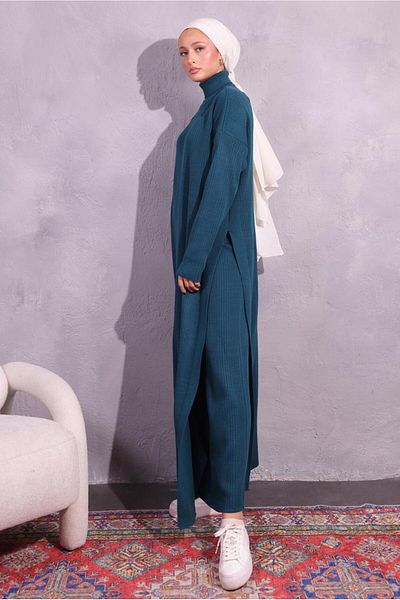 TRENDTESETTÜR Blue Oil Knitwear Suit - Γυναικείο Παντελόνι T 8809