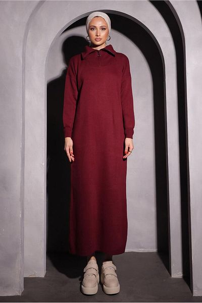 TRENDTESETTÜR Claret Red Knitwear Γυναικείο Φόρεμα - T 0209