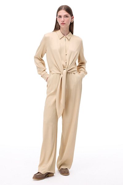Perspective Γυναικείο παντελόνι Mudita Wide Leg Light Camel Hair Color