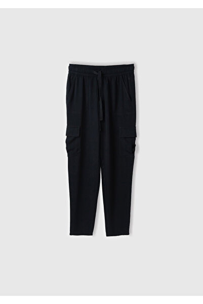 United Colors of Benetton Women's Black 100% Viscous Waist Drawstring 4-Pocket Skinny Trousers