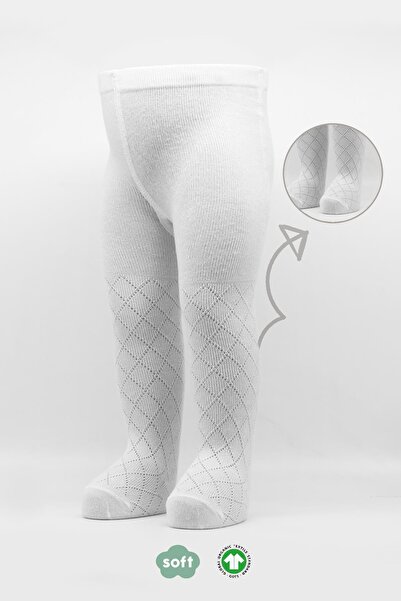 Bistyle Organik Kız Bebek Çocuk Soft Ekose Kabartma Desen Penye Külotlu Çorap