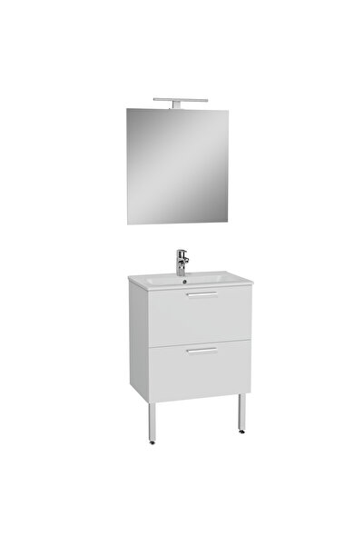 VitrA Mia 75071 Banyo Dolabı Seti Çekmeceli, Ayaklı, 60 cm, Parlak Beyaz