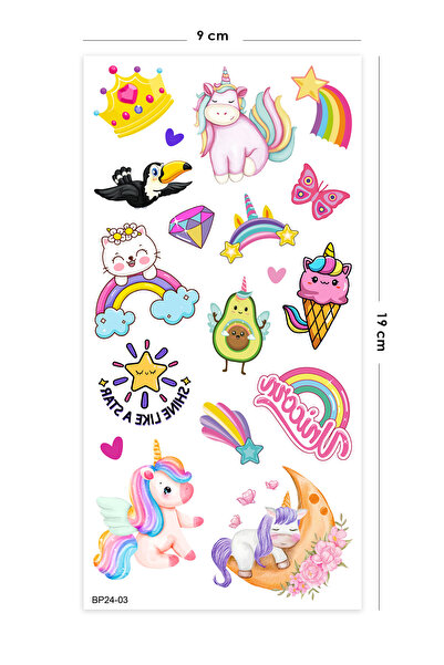 BP Tattoo Unicorn Dövme Renkli Geçici Kız Çocuk Dövmesi