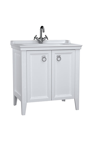 VitrA Valarte 62153 Lavabo Dolabı, Kapaklı, Etajerli Lavabolu, Krom Kulplu, 8...