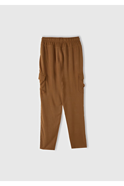 United Colors of Benetton Women's Tan 100% Viscous Waist Drawstring 4-Pocket Skinny Trousers