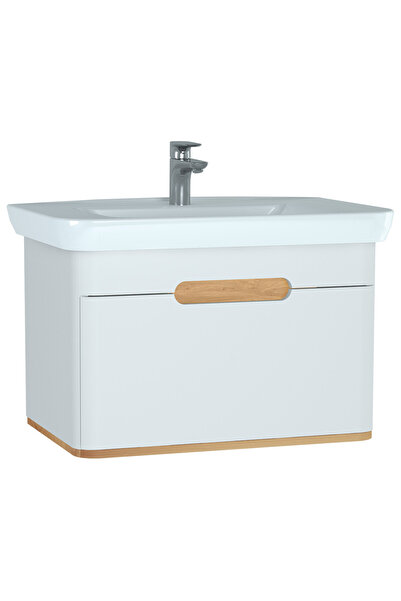VitrA Sento 60813 Lavabo Dolabı, Tek Çekmeceli, 80 cm, Mat Beyaz