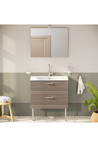 VitrA Mia 75076 Banyo Dolabı Seti Çekmeceli, Ayaklı, 80 Cm, Cordoba