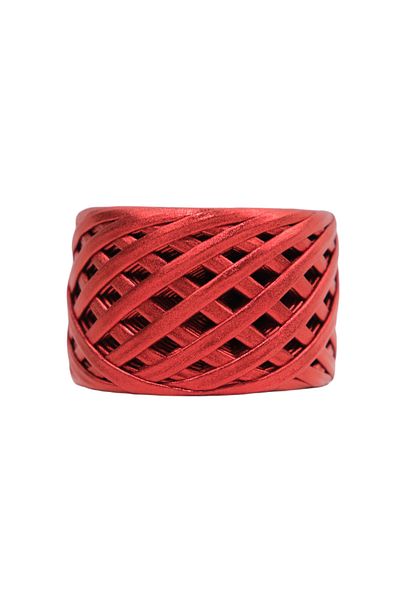 Kanguroom Yarn Red Leather Look Metallic Combed Cotton