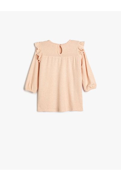 Koton Baby Girl Knitwear Dress with Ruffle Rubber Cuffs and Button Closure on the Back