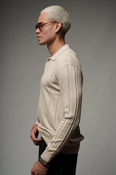 Butik Πλεκτό πουλόβερ TREND BIZ Polo Neck Jacquard Oversize Fit