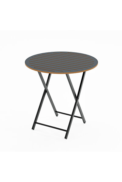 eportatif Katlanır 4 Kişilik Yuvarlak Bahçe Masası Bistro Masa 70x70 Füme 1508