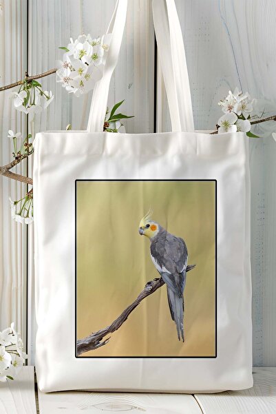 ART HEDİYE sultan papağanı Baskılı Bez Çanta Omuz Çantası kişiye özel model 3