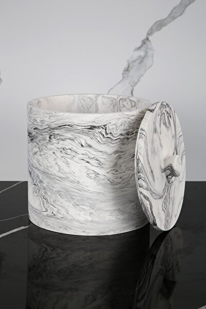 betonmall Marble Patterned Concrete Trash Can Bathroom Kitchen Toilet Wc 18 cm 4 Liters