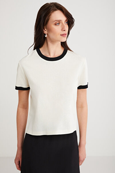 ETHIQUET Modest Ashley Women's 100% Organic Cotton Bias Regular Fit Crew Neck T-Shirt