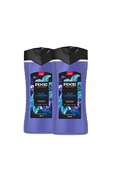 Axe Premium Collection - Shower Gel Blue Lavender 3 in 1 Body Hair Face 300ml x2