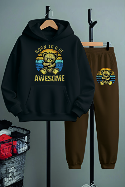 MYADA Новий сезон Дитячий спортивний костюм з принтом ведмедика Hoo 22541