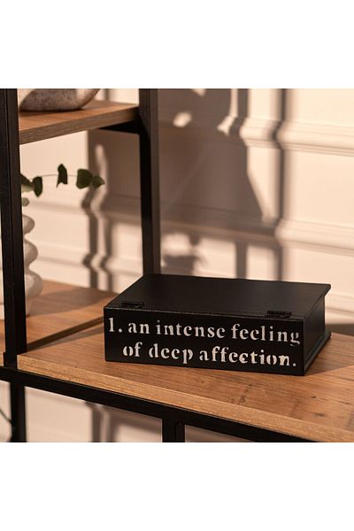 DEKORMED Wooden Black Written Book Box - Storage Box
