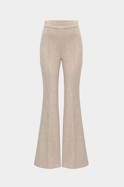 Açelya Okcu Premium High Waist Grass Detailed Suede Women's Trousers