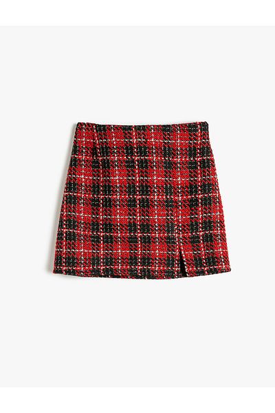 Koton Shorts Rock Plaid Gemustert Wrap Elastische Taille