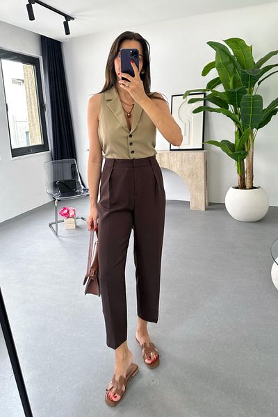 BİRCANÇİL Lepsy Bitter Brown Classic Carrot Trousers