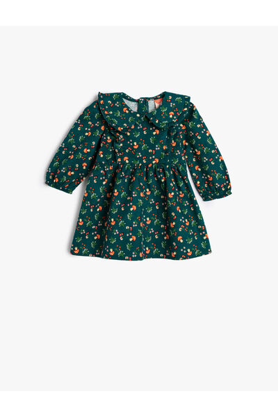 Koton Blumenkleid, Baby-Ausschnitt, kurze Ärmel, Baumwolle