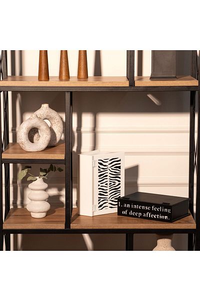 DEKORMED Wooden Black Written Book Box - Storage Box