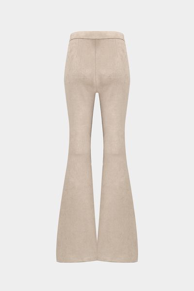 Açelya Okcu Premium High Waist Grass Detailed Suede Women's Trousers