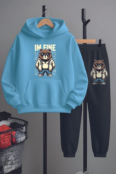 MYADA Noul sezon I'm Style Teddy Bear Printed Bottom Top Set de trening pentru copii 22515