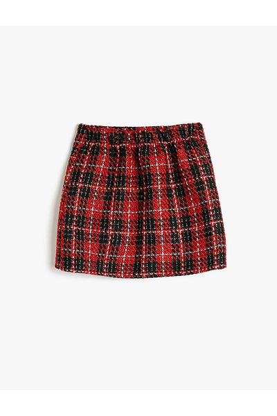 Koton Shorts Rock Plaid Gemustert Wrap Elastische Taille