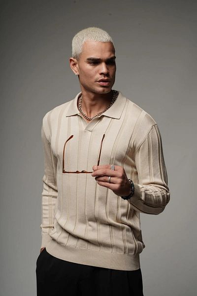Butik Πλεκτό πουλόβερ TREND BIZ Polo Neck Jacquard Oversize Fit
