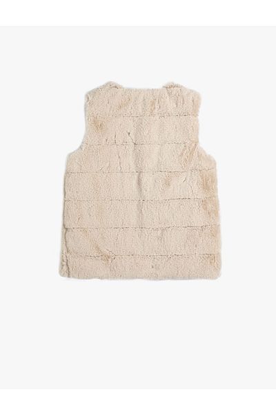 Koton Round Neck Plush Vest - Sleeveless