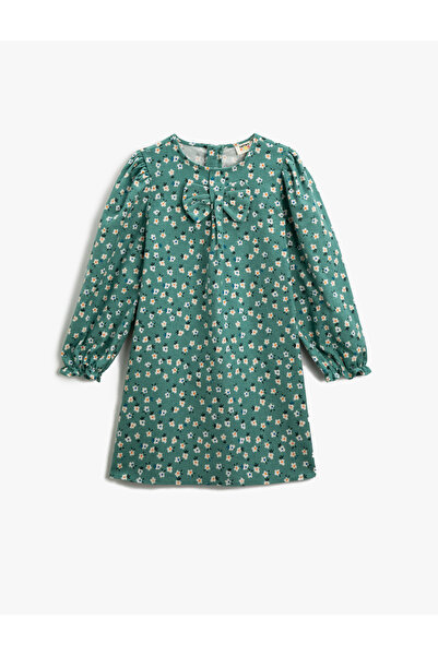 Koton Geblümtes Langarmkleid aus Baumwolle