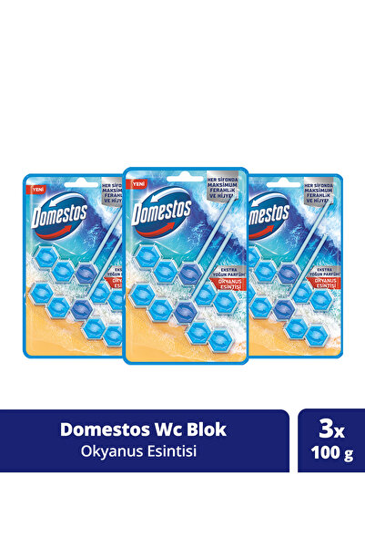 Domestos Bloc de toaletă Ocean Breeze 100 g X3