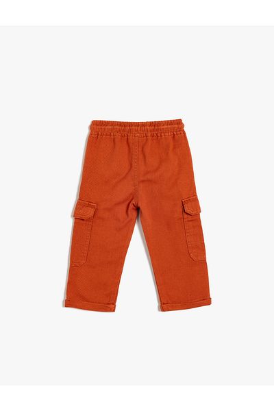 Koton Corduroy Cargo Pants - Cotton with Tie Waist and Pockets