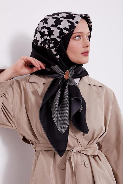 Levidor Μαύρο μεταξωτό μαντίλι Twill