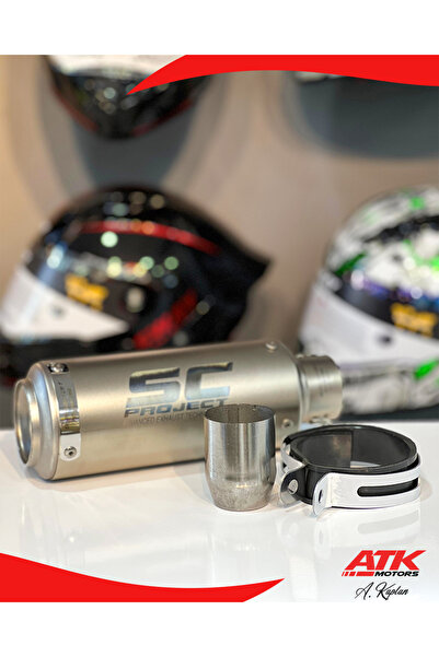 ATK SC Project Egzoz Universal Motosiklet Egzozu Tüp Egzoz Gümüş
