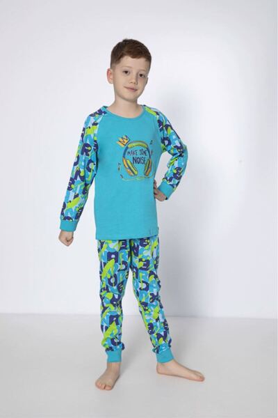 Bross Set de pijamale albastre cu imprimeu pentru baieti