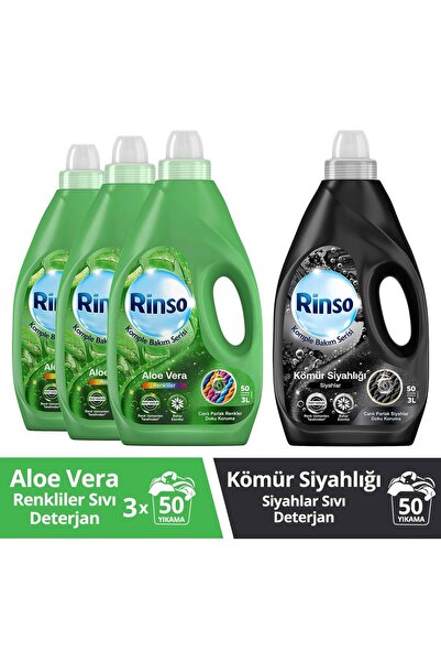 Rinso Sıvı Deterjan Aloe Vera Renki 3lt 3adet Sıvı Deterjan Kömür Siyahlığı S...