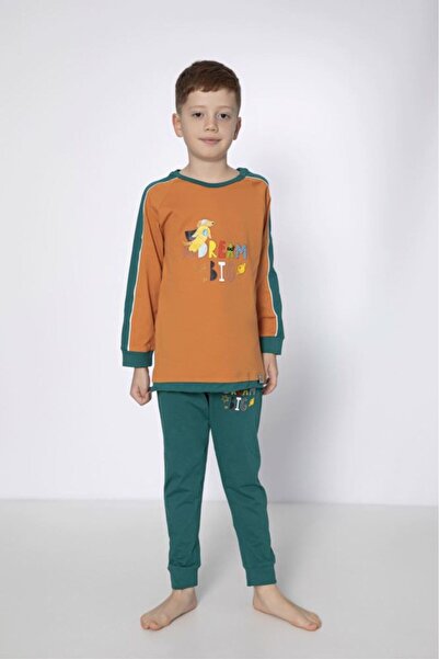 Bross Boy's Dog Printed Green Pajamas Set